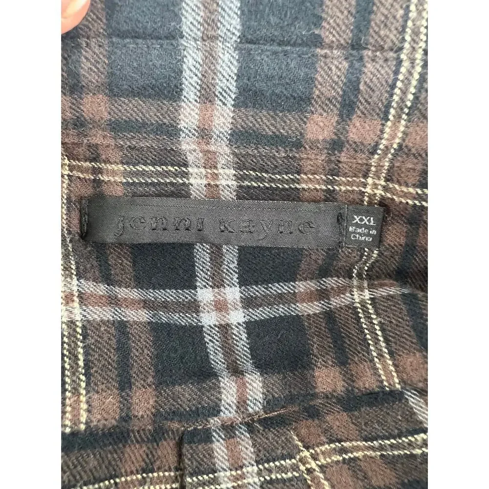 Jenni Kayne Classic Plaid Flannel Shirt Brown and Black Cotton - Picture 6 of 10